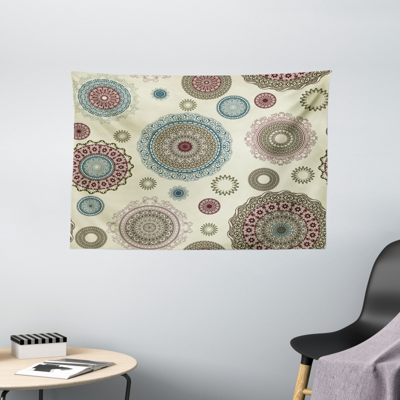 Oriental Round Motifs Wide Tapestry