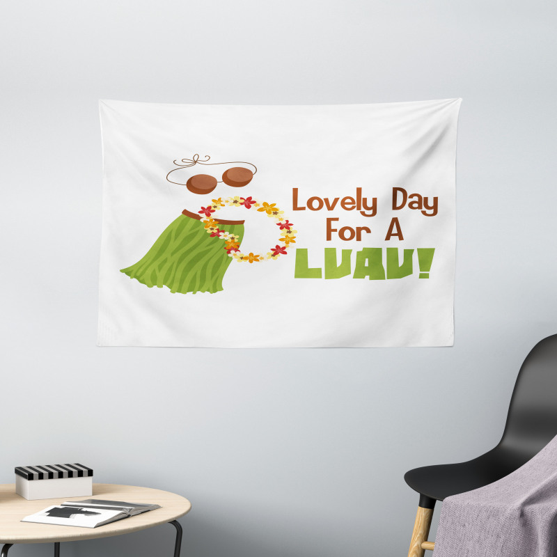 Day for a Luau Wording Ethnic Wide Tapestry