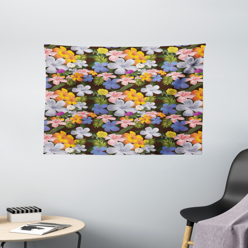 Colorful Various Flowers Wide Tapestry