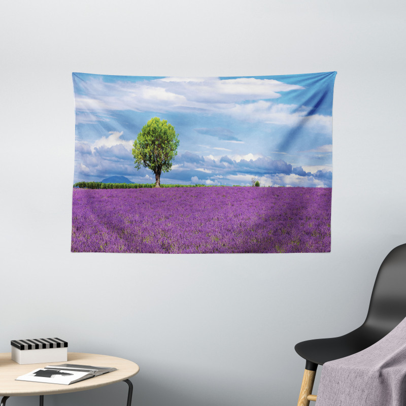 Lavender Field Tree Wide Tapestry