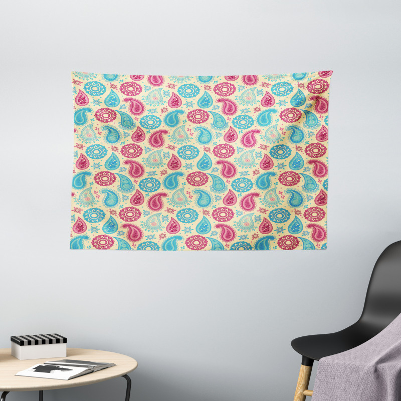 Flowers Design Wide Tapestry
