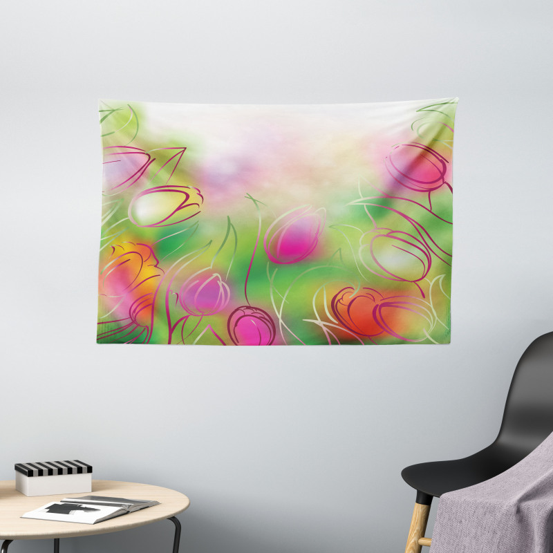 Tulips Urban Graphic Wide Tapestry