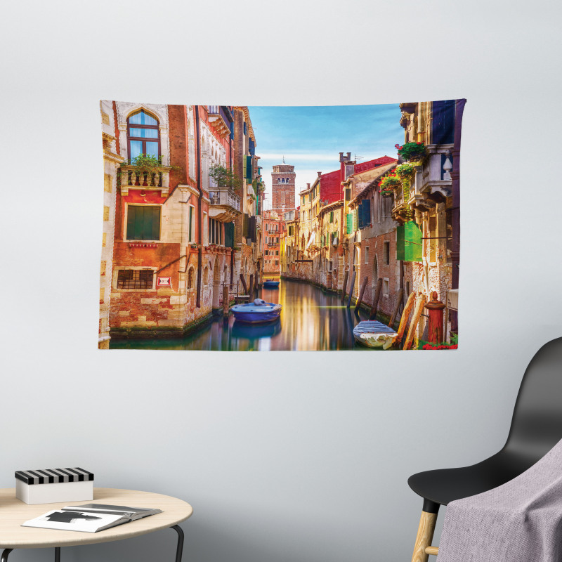 Venice Canal Cityscape Wide Tapestry