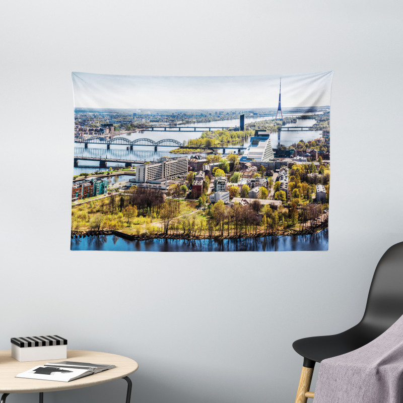 View of Old Riga City Wide Tapestry