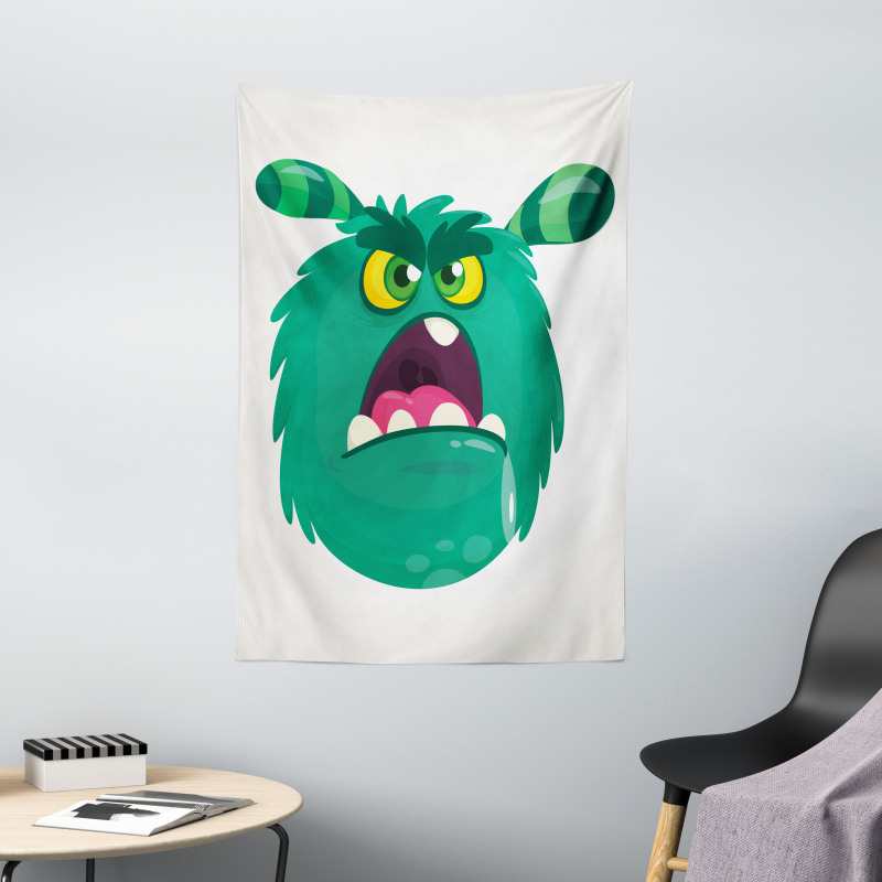 Fluffy Angry Monster Cartoon Tapestry