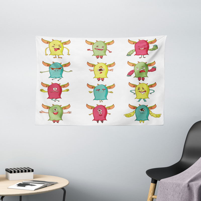 Bizarre Monstrous Characters Wide Tapestry