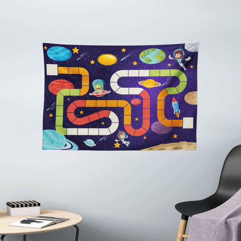 Cartoon Style Children Flying Wide Tapestry