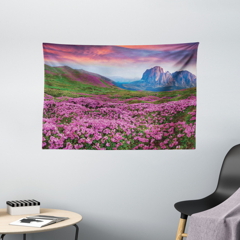 Mountain Village Fall Wide Tapestry