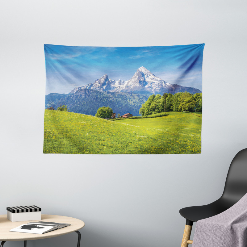 Alps with Meadow Flora Wide Tapestry
