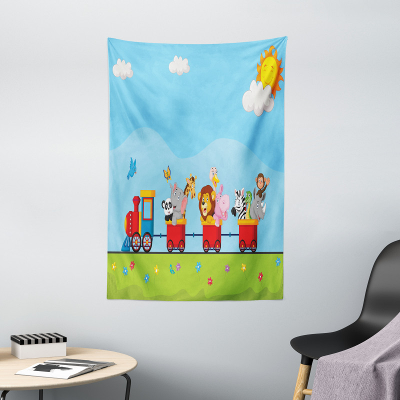 Cartoon Animal Sun Tapestry