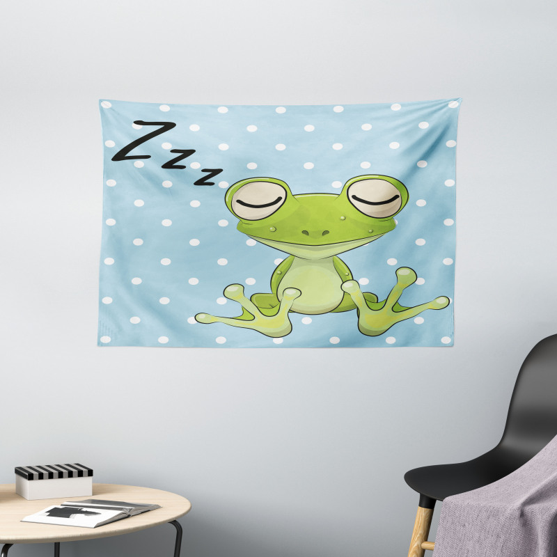 Frog Prince Polka Dots Wide Tapestry