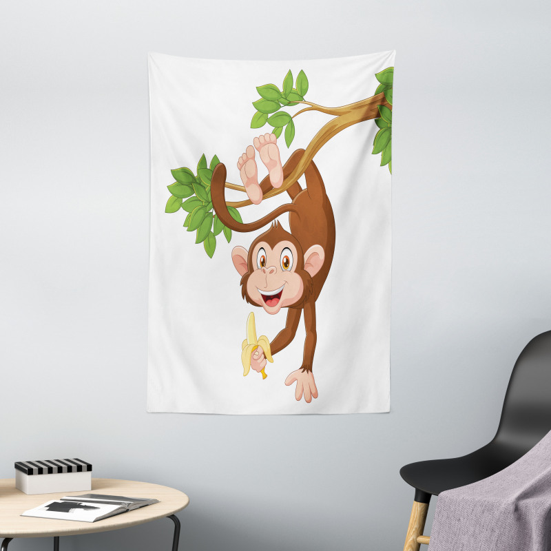 Monkey with Banana Tree Tapestry