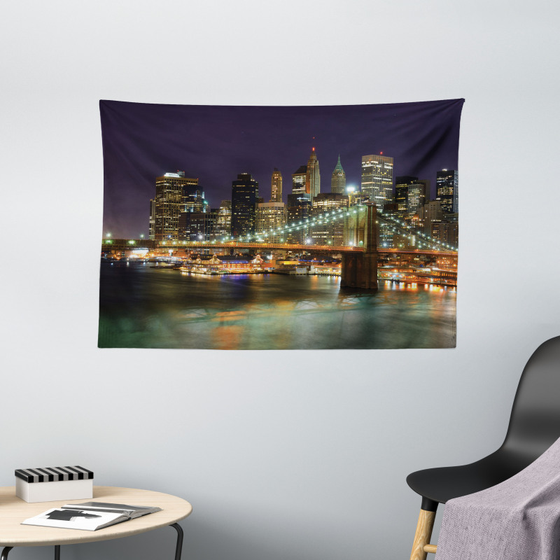 Nighttime Picturesque Wide Tapestry