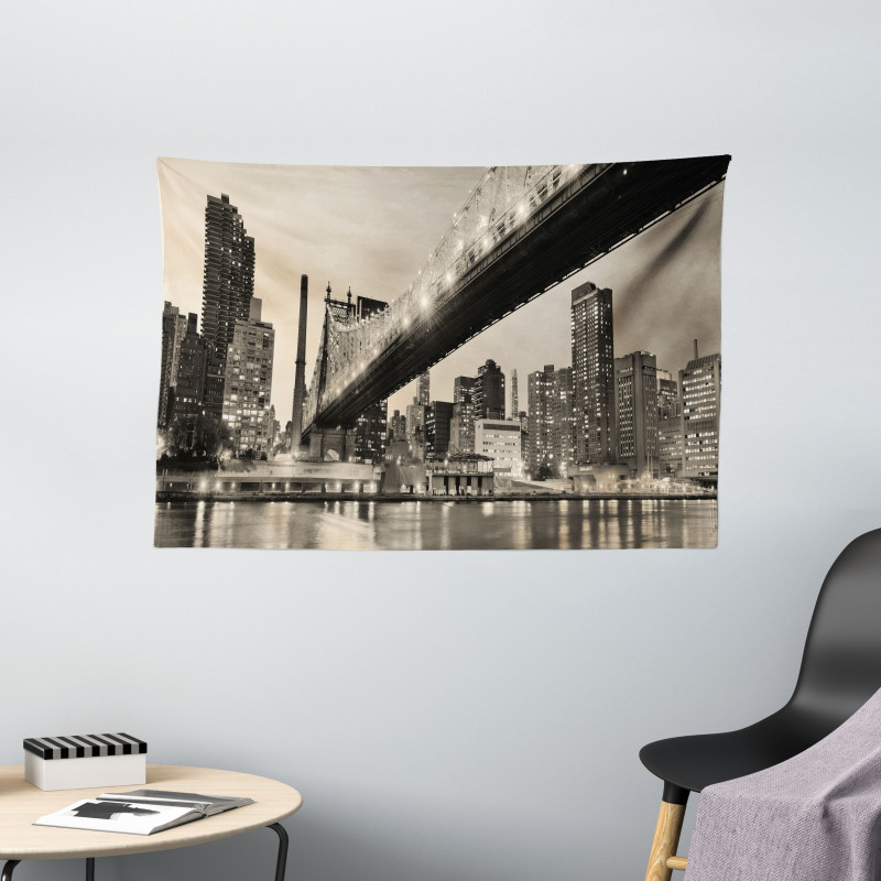 Vintage Queensboro Bridge Wide Tapestry