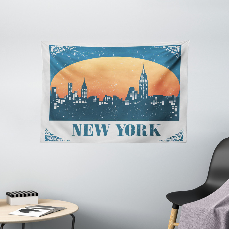 New York City at Sunset Wide Tapestry