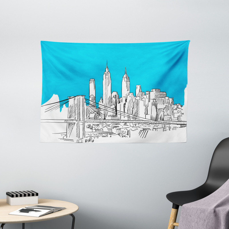 Pencil Drawn Brooklyn Wide Tapestry