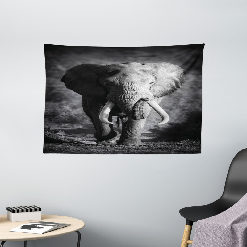 Exotic Wildlife Elephant Wide Tapestry