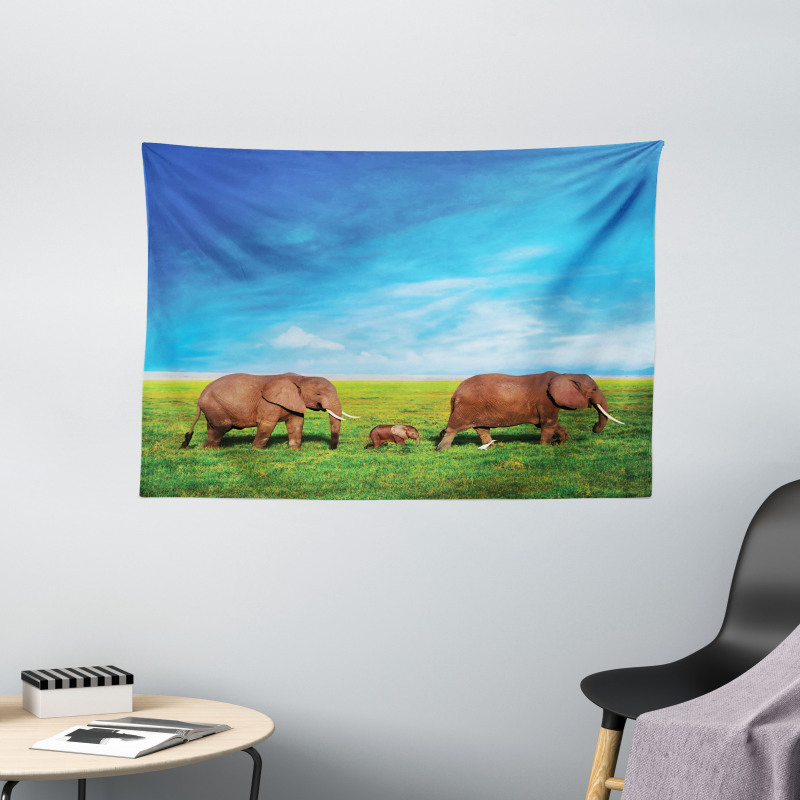 Elephant Family Africa Wide Tapestry