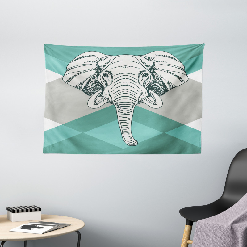 Minimalist Boho Elephant Wide Tapestry
