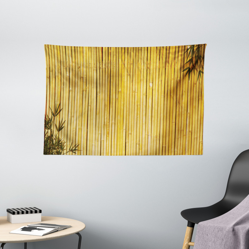 Nature Wood Leaves Stems Wide Tapestry