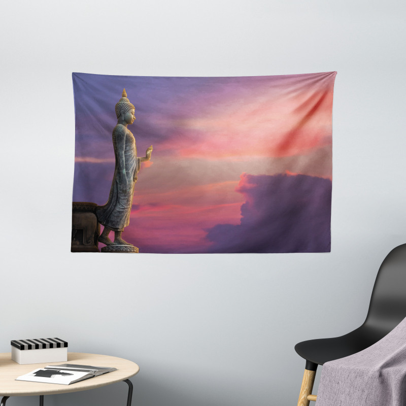 Magical Sunset Scene Wide Tapestry
