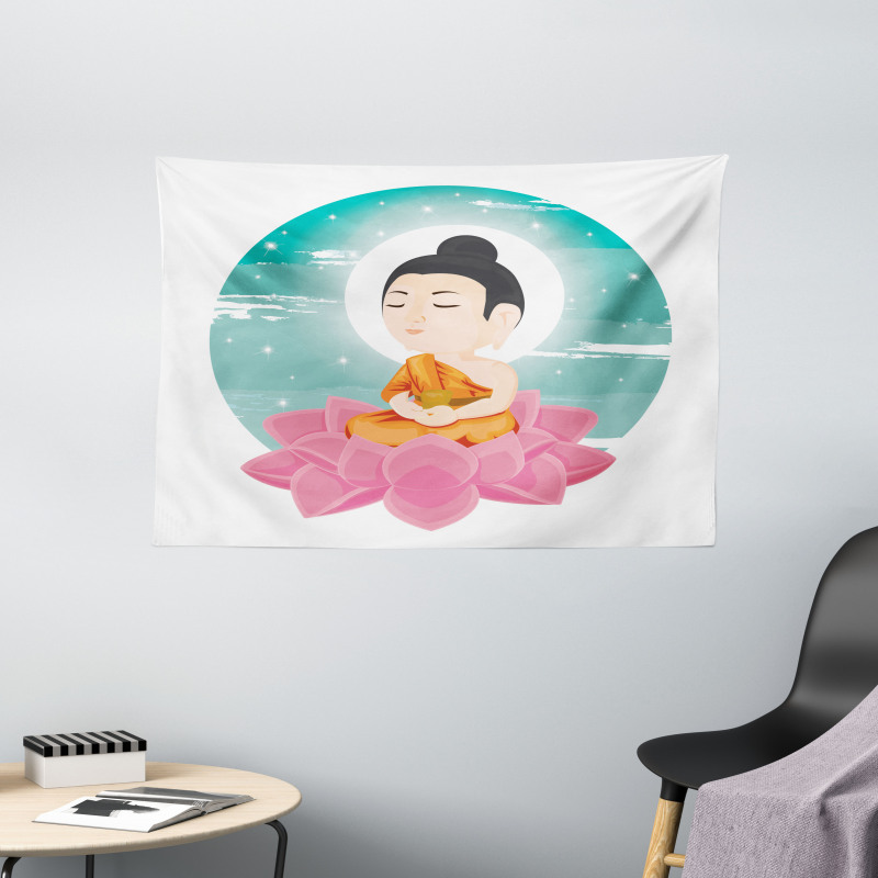 Meditation Lotus Art Wide Tapestry