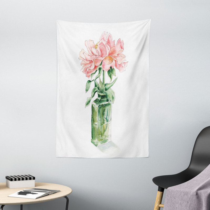 Rose Flower Drawing in Vase Tapestry