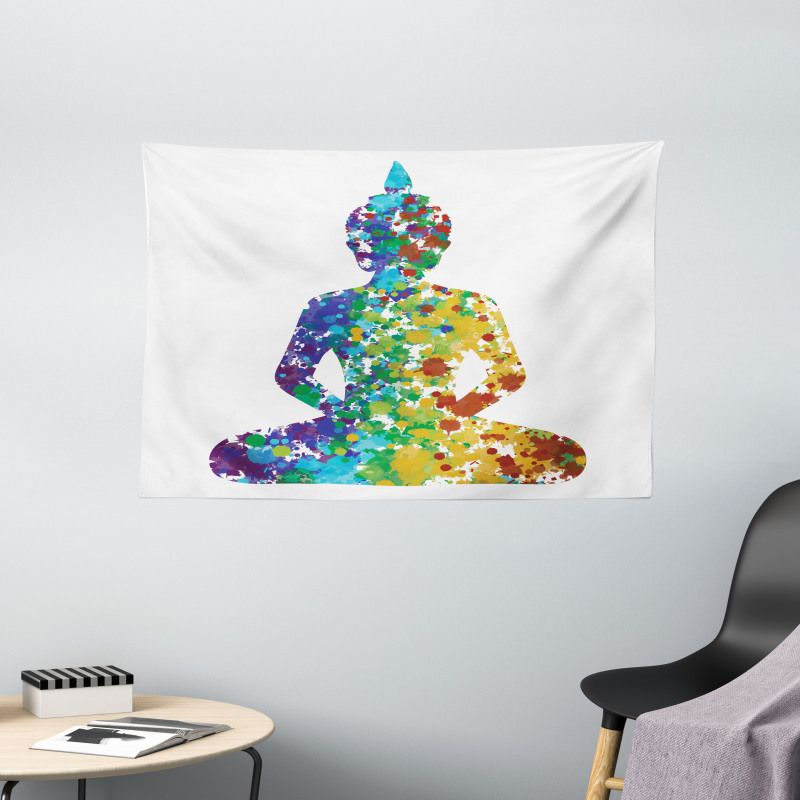 Meditating Silhouette Wide Tapestry
