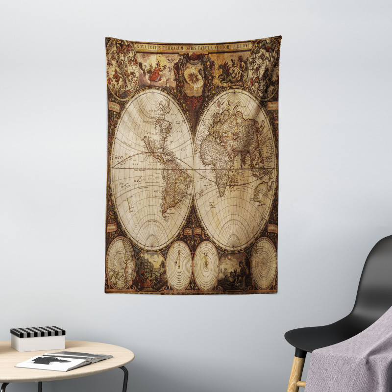 Historic Old Atlas Tapestry