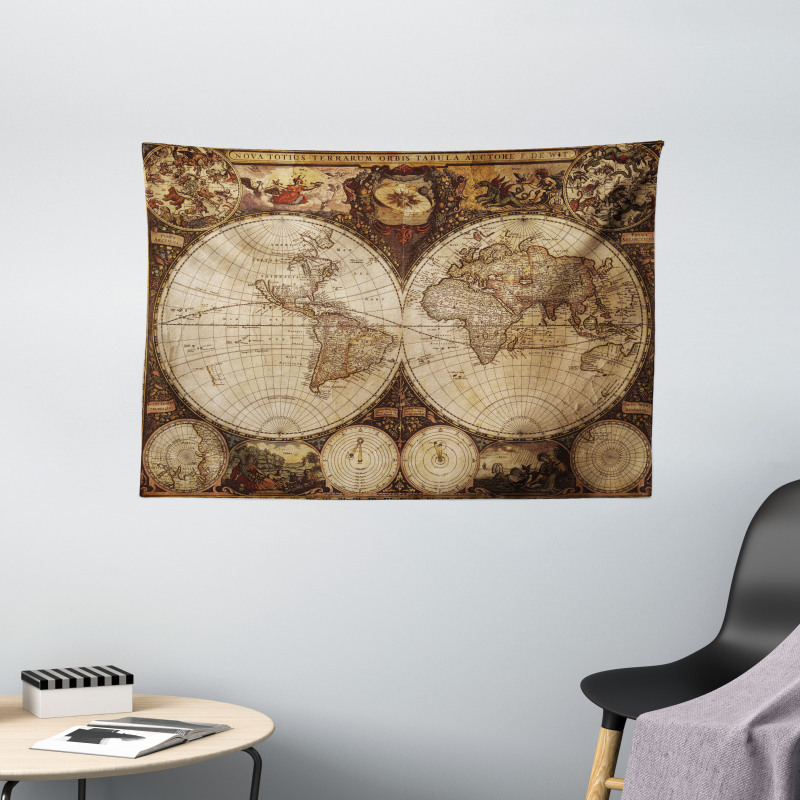 Historic Old Atlas Wide Tapestry