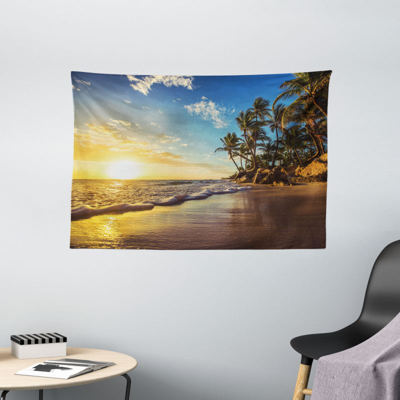 Exotic Beach Sunset Wide Tapestry