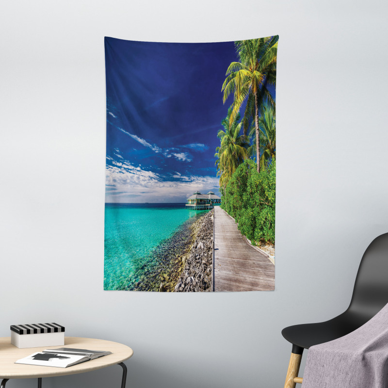 Beach Palm Trees Sky Tapestry