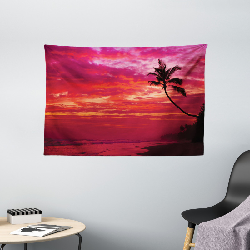 Tropical Island Beach Palms Wide Tapestry