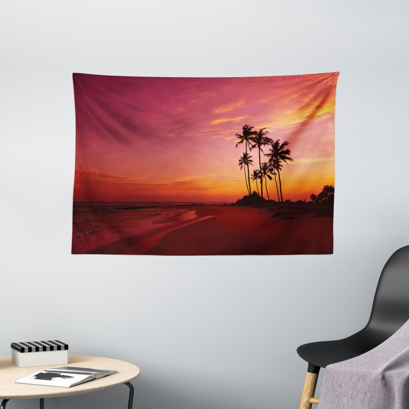 Hawaii Style Palm Trees Wide Tapestry