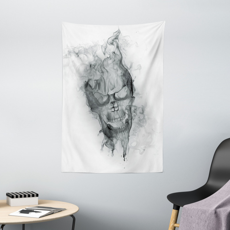 Smoky Skull Grungy Art Tapestry