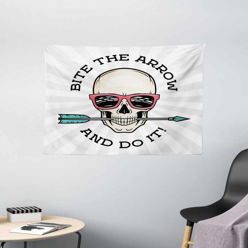 Hipster Skull Pop Art Wide Tapestry