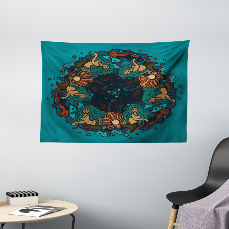 Vintage Marine Theme Wide Tapestry