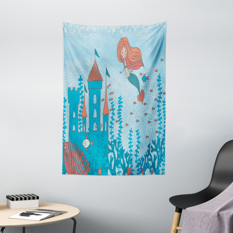 Cartoon Castle Corals Tapestry