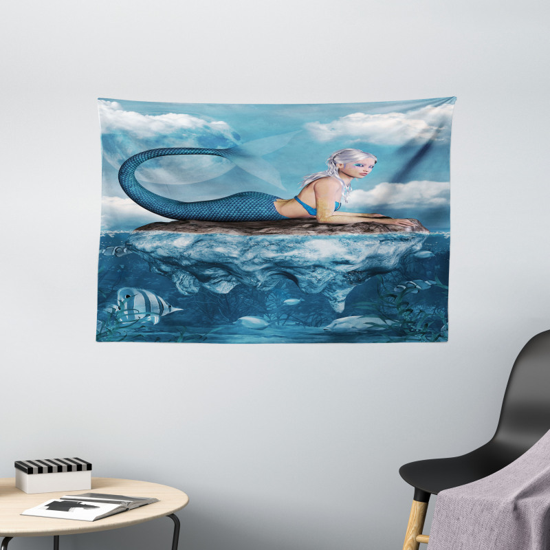 Mythical Sea Graphic Wide Tapestry