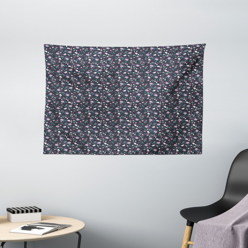 Spring Style Flowers Print Wide Tapestry