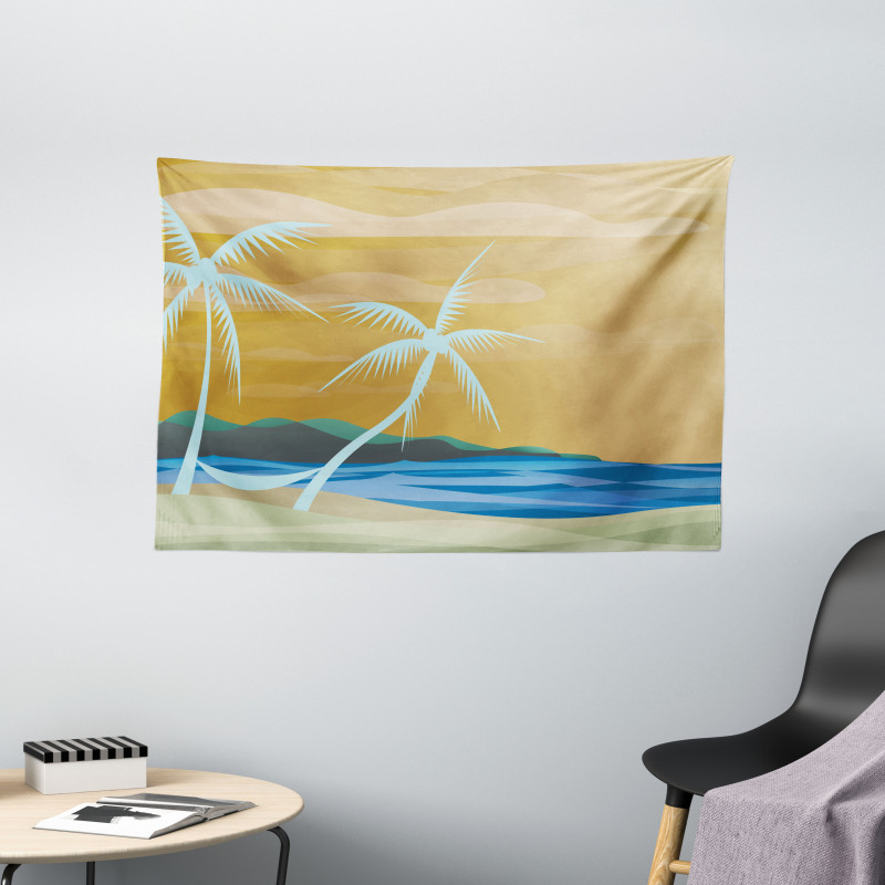 Sandy Exotic Beach Wide Tapestry