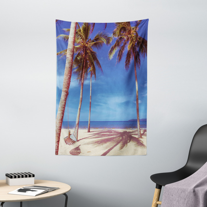Ocean Palms Warm Beach Tapestry
