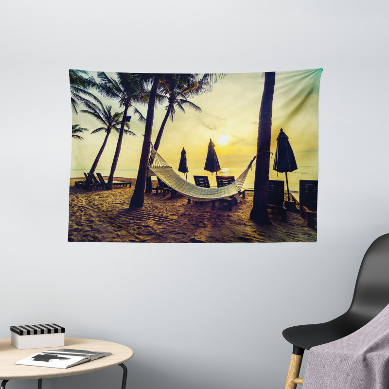 Coconut Exotic Palm Trees Wide Tapestry