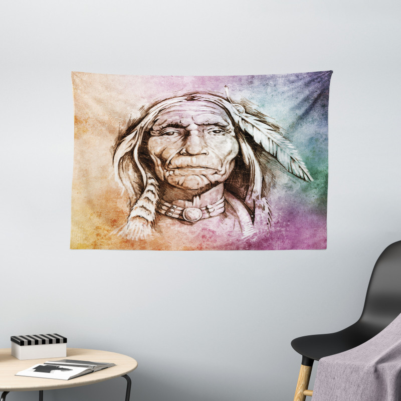 Chief Portrait Wide Tapestry
