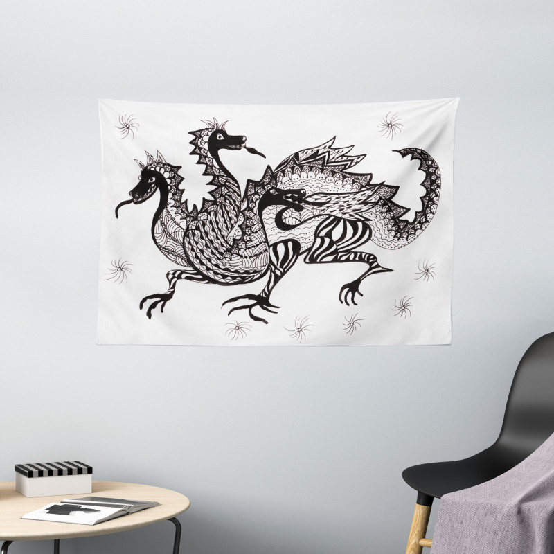 3 Headed Wild Character Wide Tapestry