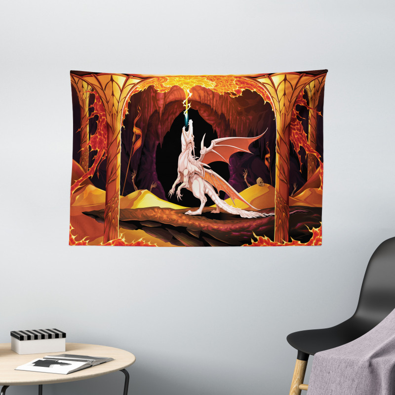 Dangerous Reptile in a Cave Wide Tapestry