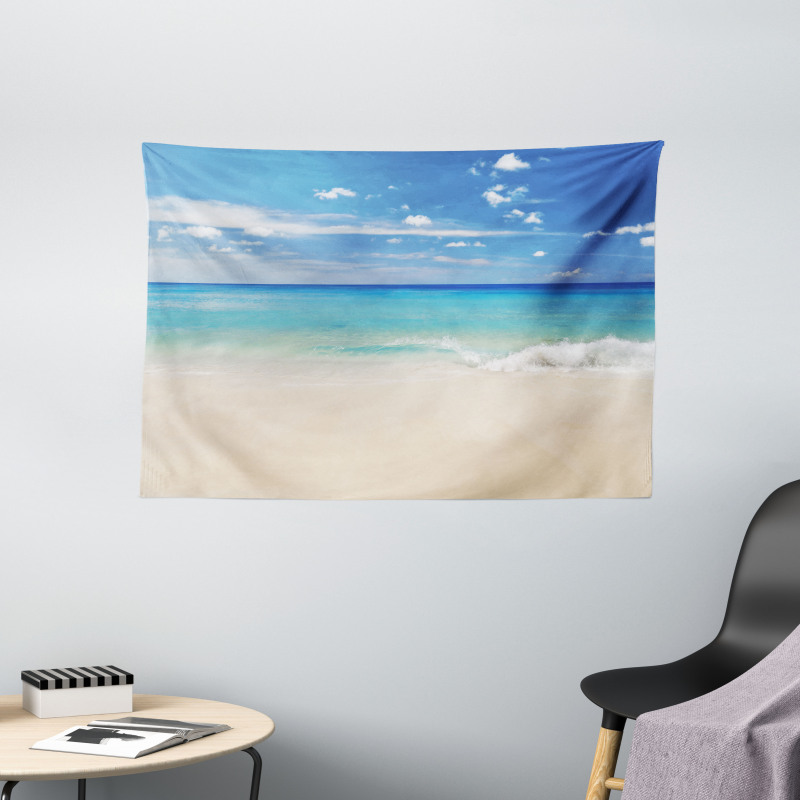 Shore Sea with Waves Wide Tapestry