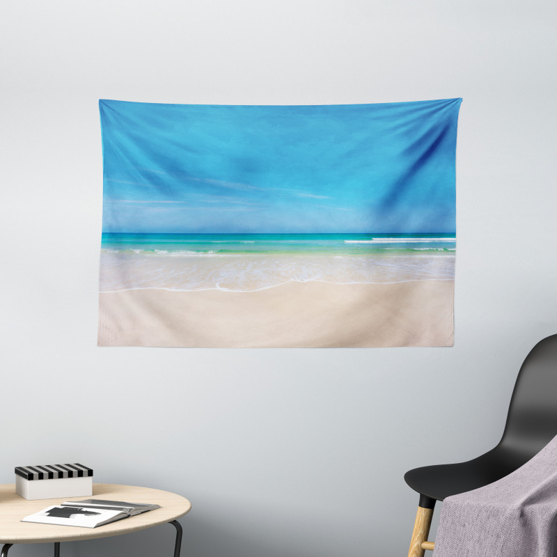 Paradise Sunny Sky Scene Wide Tapestry