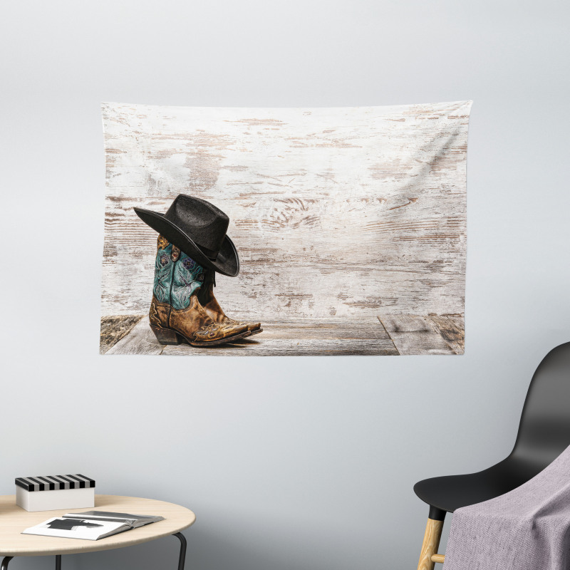 Rodeo Cowboy Grunge Hat Wide Tapestry