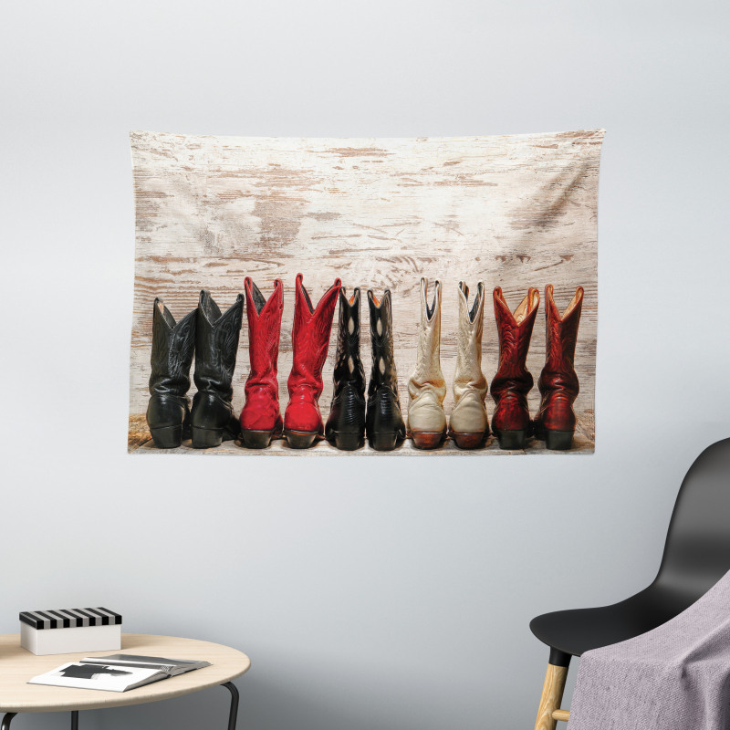 Rustic Wild West Boots Wide Tapestry